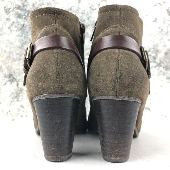 GH Bass & Co Women's Size 8M Ayda Brown Suede Side Zip High Heel Ankle Booties - Picture 6 of 12